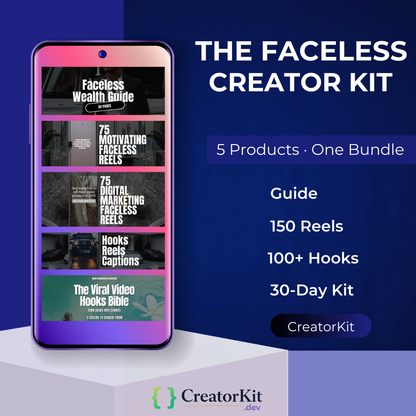 The Faceless Creator Kit — Guide, 150 Reels, Hooks & 30-Day Content Plan