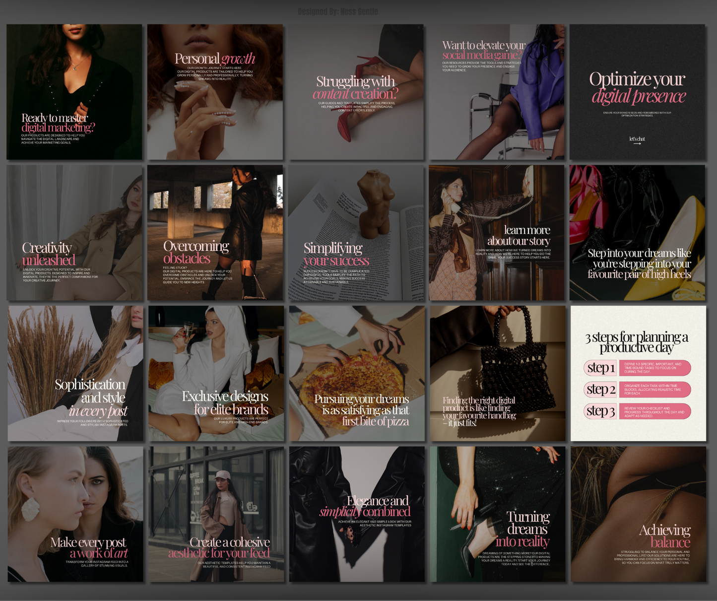 Elysian Noir — 120 Instagram Post & Story Templates