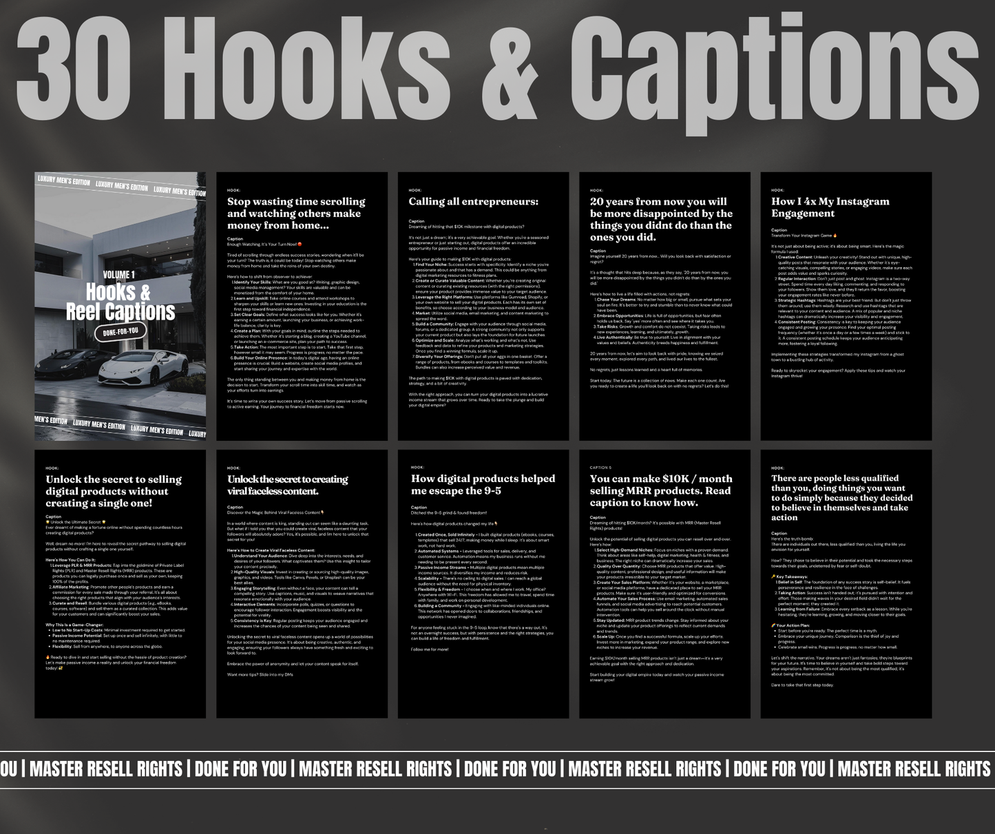 30-Day Content Kit — Luxury Reels, Hooks & Captions