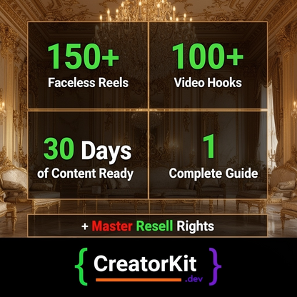The Faceless Creator Kit — Guide, 150 Reels, Hooks & 30-Day Content Plan